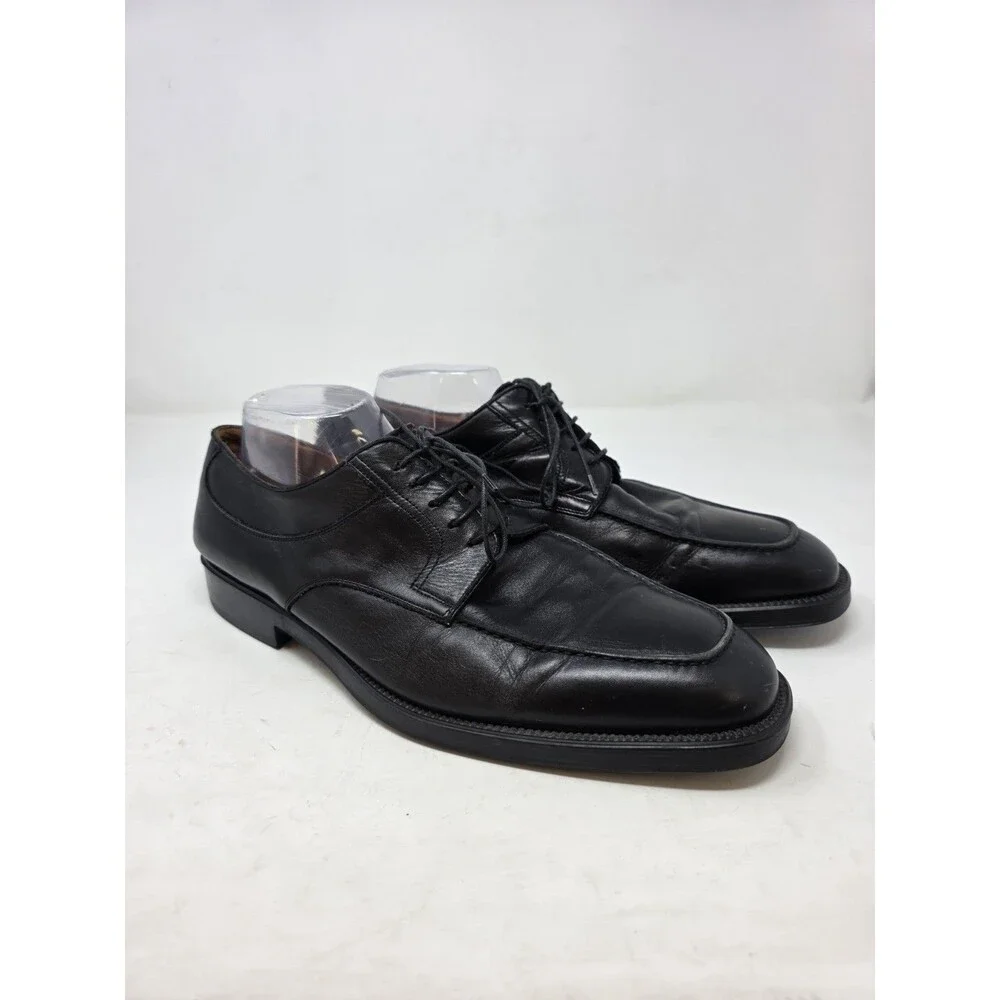 Santoni Nuvola Italy Black Leather Apron Toe Bluchers Men’s Shoes 11.5D